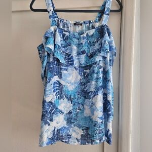 NYDJ. Blue and White Floral Blouse. Size MEDIUM.